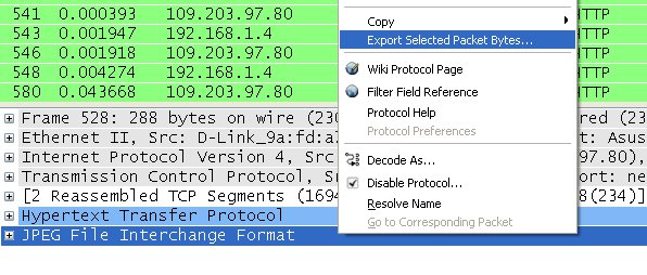 extract files from pcap